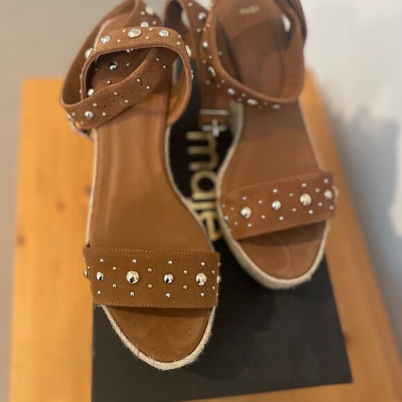 NWT Maje Studded suede espadrille wedge sandals - Picture 2 of 6